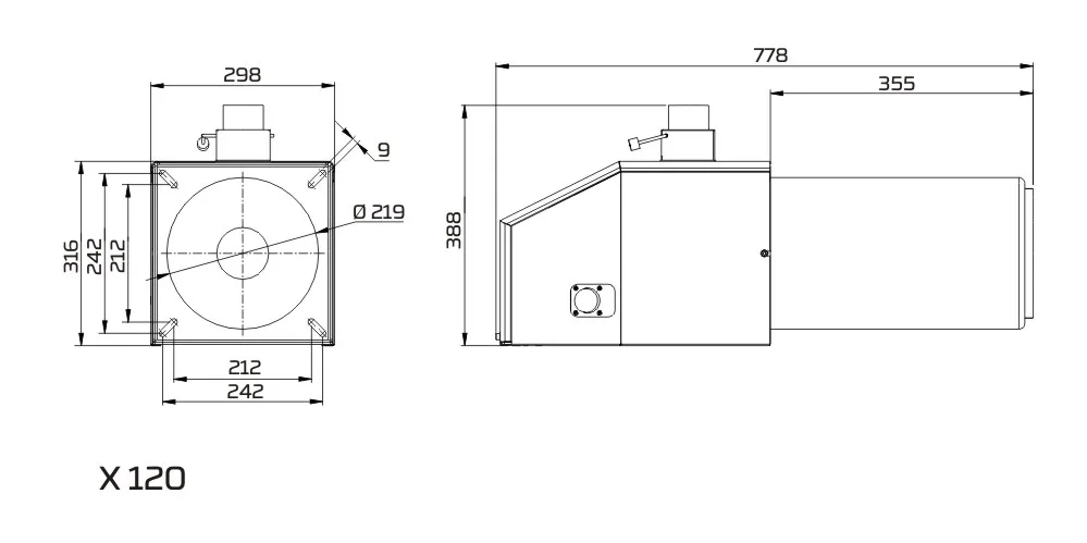 Palnik PellasX X 120